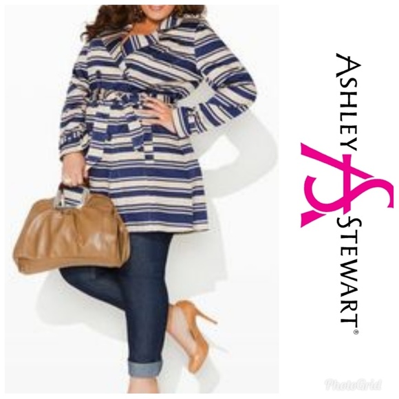 Ashley Stewart Jackets & Blazers - Striped Trench Coat